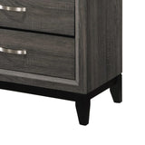 Benzara 5 Drawer Transitional Chest with Chamfered Feet and Curved Handles, Gray BM215483 Gray Solid wood, Veneer BM215483