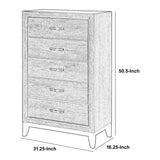 Benzara 5 Drawer Transitional Chest with Chamfered Feet and Curved Handles, Gray BM215483 Gray Solid wood, Veneer BM215483