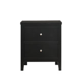 Benzara 2 Drawer Transitional Style Nightstand with Metal Knob Pulls, Black BM215499 Black Solid wood, Veneer BM215499