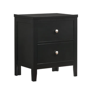 Benzara 2 Drawer Transitional Style Nightstand with Metal Knob Pulls, Black BM215499 Black Solid wood, Veneer BM215499