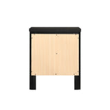 Benzara 2 Drawer Transitional Style Nightstand with Metal Knob Pulls, Black BM215499 Black Solid wood, Veneer BM215499