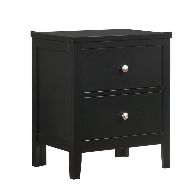 2-Drawers Nightstand with Tapered Feet and Metal Hardware Pulls, Sturdiness Wood Frame, Bedroom/Living Room Furniture - Dark Grey