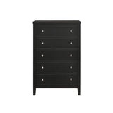 Benzara 5 Drawer Transitional Style Chest with Round Knob and Tapered Feet, Black BM215501 Black Solid wood BM215501