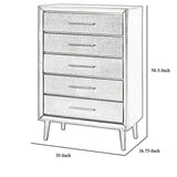 Benzara 5 Drawer Contemporary Chest with Bar Handles and Splayed Legs, Silver BM215528 Silver Solid wood BM215528