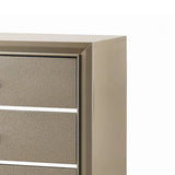 Benzara Five Drawer Wooden Chest with Polished Metallic Pulls, Champagne Gold BM215532 Gold Solid Wood BM215532