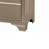 Benzara Five Drawer Wooden Chest with Polished Metallic Pulls, Champagne Gold BM215532 Gold Solid Wood BM215532