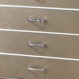 Benzara Five Drawer Wooden Chest with Polished Metallic Pulls, Champagne Gold BM215532 Gold Solid Wood BM215532