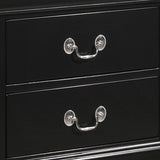 Benzara Wooden Nightstand with Two Drawers and Bracket Feet, Black BM215578 Black Solid Wood BM215578