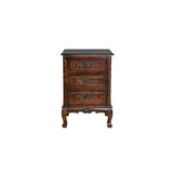 Benzara Traditional 3 Drawer Chest with Wooden Carvings and Cabriole Feet, Brown BM215610 Brown Solid wood BM215610