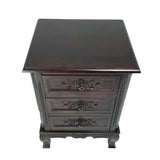 Benzara Traditional 3 Drawer Chest with Wooden Carvings and Cabriole Feet, Brown BM215610 Brown Solid wood BM215610