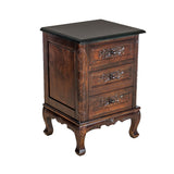 Benzara Traditional 3 Drawer Chest with Wooden Carvings and Cabriole Feet, Brown BM215610 Brown Solid wood BM215610