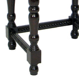 Benzara 1 Drawer Wing Table with Scroll Engravings and Turned Feet, Dark Brown BM215611 Brown Solid wood BM215611