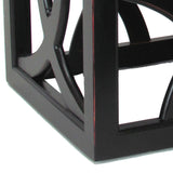 Benzara Contemporary Style Square Side Table with Open Lattice Design, Black BM215622 Black Solid wood BM215622