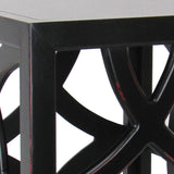 Benzara Contemporary Style Square Side Table with Open Lattice Design, Black BM215622 Black Solid wood BM215622