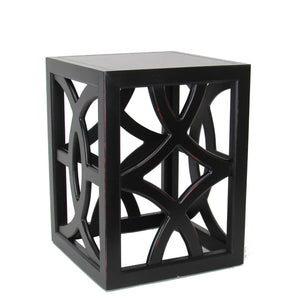 Benzara Contemporary Style Square Side Table with Open Lattice Design, Black BM215622 Black Solid wood BM215622