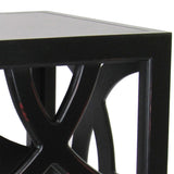 Benzara Contemporary Style Square Side Table with Open Lattice Design, Black BM215622 Black Solid wood BM215622