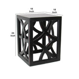 Benzara Contemporary Style Square Side Table with Open Lattice Design, Black BM215622 Black Solid wood BM215622