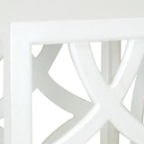 Benzara Contemporary Style Square Side Table with Open Lattice Design, White BM215623 White Solid wood BM215623