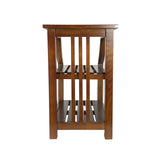 Benzara Mission Style Sculpted Side Table with 2 Slatted Shelves, Brown BM215625 Brown Solid wood BM215625