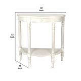 Benzara 1 Drawer Half Moon Shaped Console with Bulged Front and Turned Legs, White BM215627 White Solid wood, Rattan BM215627