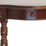 Benzara 1 Drawer Half Moon Shaped Console with Bulged Front and Turned Legs, Brown BM215628 Brown Solid wood, Rattan BM215628