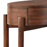 Benzara Single Drawer Oval Shaped Wooden Nightstand with Open Bottom Shelf, Brown BM215768 Brown Solid Wood and Veneer BM215768