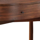 Benzara Single Drawer Oval Shaped Wooden Nightstand with Open Bottom Shelf, Brown BM215768 Brown Solid Wood and Veneer BM215768