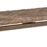 Benzara Transitional Style Wooden Bench with Handwoven Top, Brown BM215783 Brown Solid Wood, Plywood, MDF BM215783