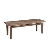 Benzara Transitional Style Wooden Bench with Handwoven Top, Brown BM215783 Brown Solid Wood, Plywood, MDF BM215783