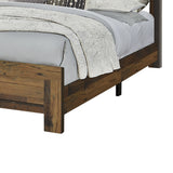 Benzara Contemporary Eastern King Bed with Rustic Details, Dark Brown BM215788 Brown Paper Veneer, Solid Wood BM215788