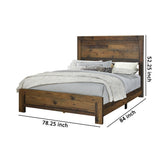 Benzara Contemporary Eastern King Bed with Rustic Details, Dark Brown BM215788 Brown Paper Veneer, Solid Wood BM215788