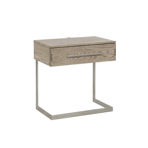 Benzara 1 Drawer Nightstand with Grain Details and Cantilever Base, Brown and Gold BM215839 Brown and Gold Solid Wood, MDF, Metal and Veneer BM215839