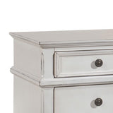 Benzara 3 Drawer Farmhouse Style Nightstand with Metal Knobs and Tapered Feet,White BM215847 White Solid Wood, Veneer and MDF BM215847