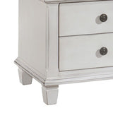 Benzara 3 Drawer Farmhouse Style Nightstand with Metal Knobs and Tapered Feet,White BM215847 White Solid Wood, Veneer and MDF BM215847