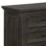 Benzara Planked Rough Hewn Saw Texture 3 Drawer Nightstand with Metal Handle, Gray BM215853 Gray Solid Wood and Metal BM215853