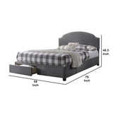 Benzara Fabric Upholstered Full Size Wooden Storage Bed with Nailhead Trims, Gray BM215861 Gray Wood and Fabric BM215861