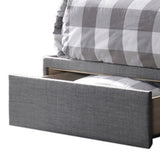 Benzara Fabric Upholstered Wooden Queen Size Storage Bed with Nailhead Trims, Gray BM215863 Gray Wood and Fabric BM215863