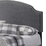 Benzara Fabric Upholstered Wooden Queen Size Storage Bed with Nailhead Trims, Gray BM215863 Gray Wood and Fabric BM215863