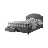 Fabric Upholstered Wooden Queen Size Storage Bed with Nailhead Trims, Gray