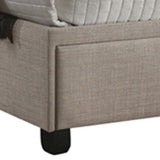 Benzara Fabric Upholstered Queen Size Storage Bed with Nailhead Trims, Beige BM215866 Beige Wood and Fabric BM215866