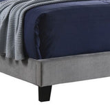Benzara Fabric Upholstered Full Size Bed with Scroll Headboard Design, Gray BM215878 Gray Wood and Fabric BM215878