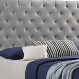 Benzara Fabric Upholstered Full Size Bed with Scroll Headboard Design, Gray BM215878 Gray Wood and Fabric BM215878
