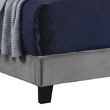 Benzara Fabric Upholstered Queen Size Bed with Scroll Headboard Design, Gray BM215880 Gray Wood and Fabric BM215880
