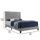 Benzara Fabric Upholstered Queen Size Bed with Scroll Headboard Design, Gray BM215880 Gray Wood and Fabric BM215880