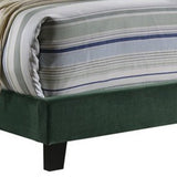 Benzara Fabric Upholstered Full Size Bed with Scroll Headboard Design, Green BM215881 Green Wood and Fabric BM215881