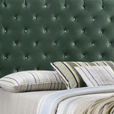 Benzara Fabric Upholstered Full Size Bed with Scroll Headboard Design, Green BM215881 Green Wood and Fabric BM215881
