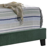 Benzara Fabric Upholstered Eastern King Bed with Scroll Headboard Design, Green BM215882 Green Wood and Fabric BM215882