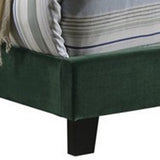 Benzara Fabric Upholstered Queen Size Bed with Scroll Headboard Design, Green BM215883 Green Wood and Fabric BM215883