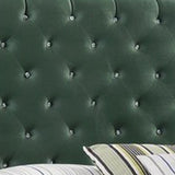 Benzara Fabric Upholstered Queen Size Bed with Scroll Headboard Design, Green BM215883 Green Wood and Fabric BM215883