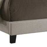 Benzara Fabric Upholstered Wooden Full Size Bed with Nailhead Trims, Beige BM215884 Beige Wood and Fabric BM215884